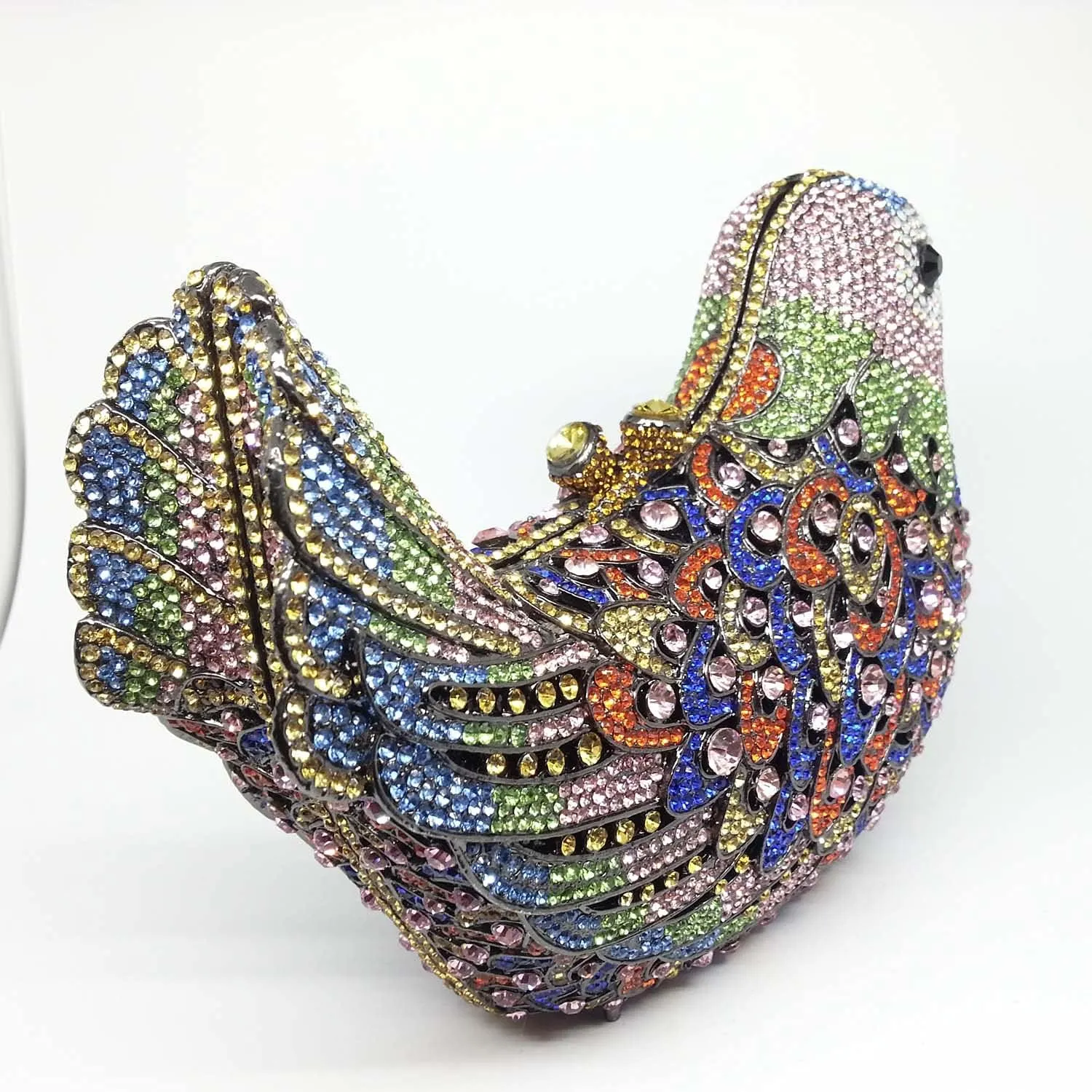 Boutique De FGG Bird Crystal Clutch Purses For Women Dressy Rhinestone Evening Bag Pigeon Prom Clutch Purse for Wedding,Mini