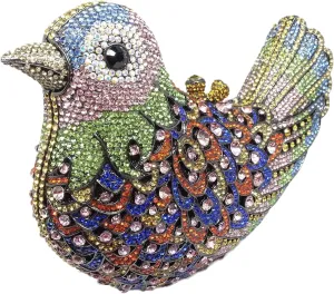Boutique De FGG Bird Crystal Clutch Purses For Women Dressy Rhinestone Evening Bag Pigeon Prom Clutch Purse for Wedding,Mini