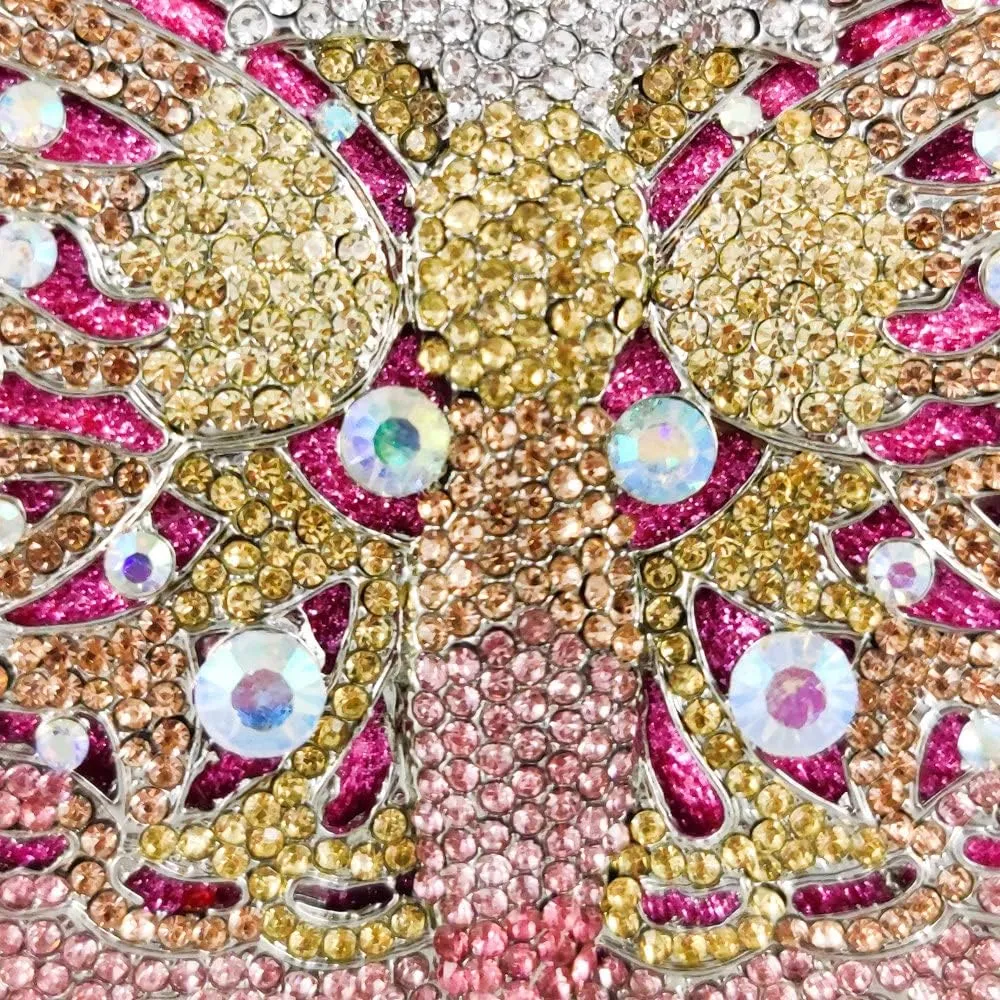 Boutique De FGG Butterfly Clutch Minaudiere Bag Women Rhinestone Evening Handbags Bridal Wedding Crystal Clutch Purse,Mini