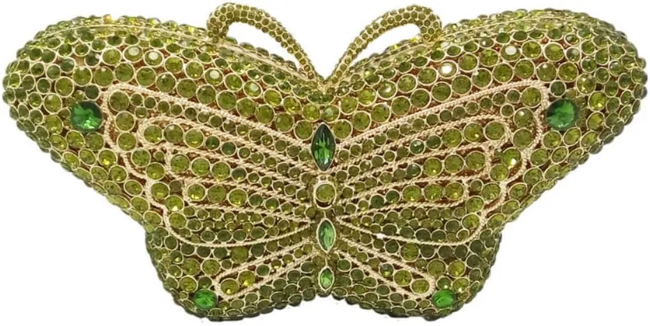 Boutique De FGG Butterfly Crystal Clutch Bags Women Evening Bag Party Rhinestone Handbags Bridal Crystal Clutch Purses,Mini