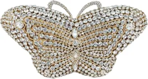 Boutique De FGG Butterfly Crystal Clutch Bags Women Evening Bag Party Rhinestone Handbags Bridal Crystal Clutch Purses,Mini