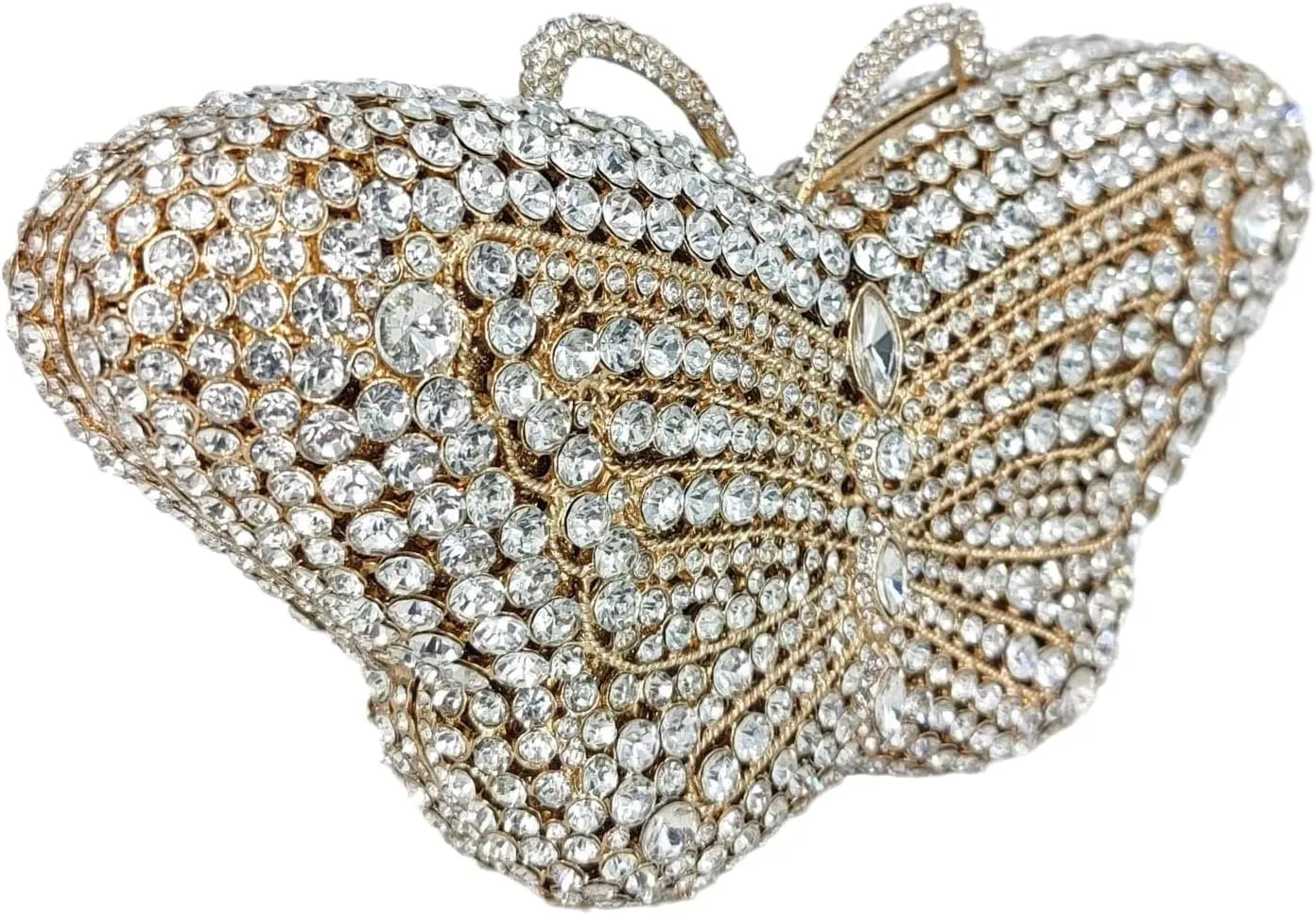 Boutique De FGG Butterfly Crystal Clutch Bags Women Evening Bag Party Rhinestone Handbags Bridal Crystal Clutch Purses,Mini