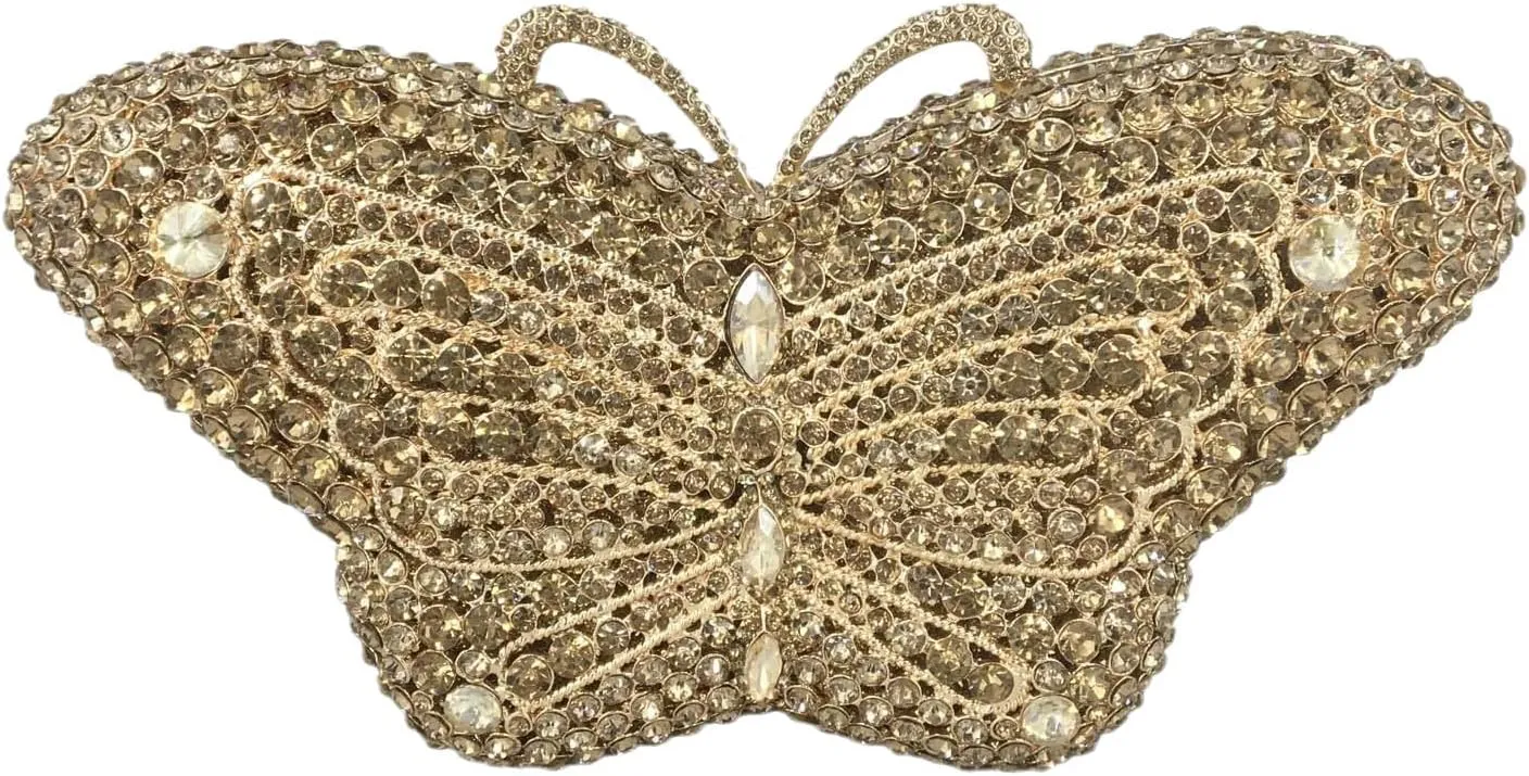 Boutique De FGG Butterfly Crystal Clutch Bags Women Evening Bag Party Rhinestone Handbags Bridal Crystal Clutch Purses,Mini