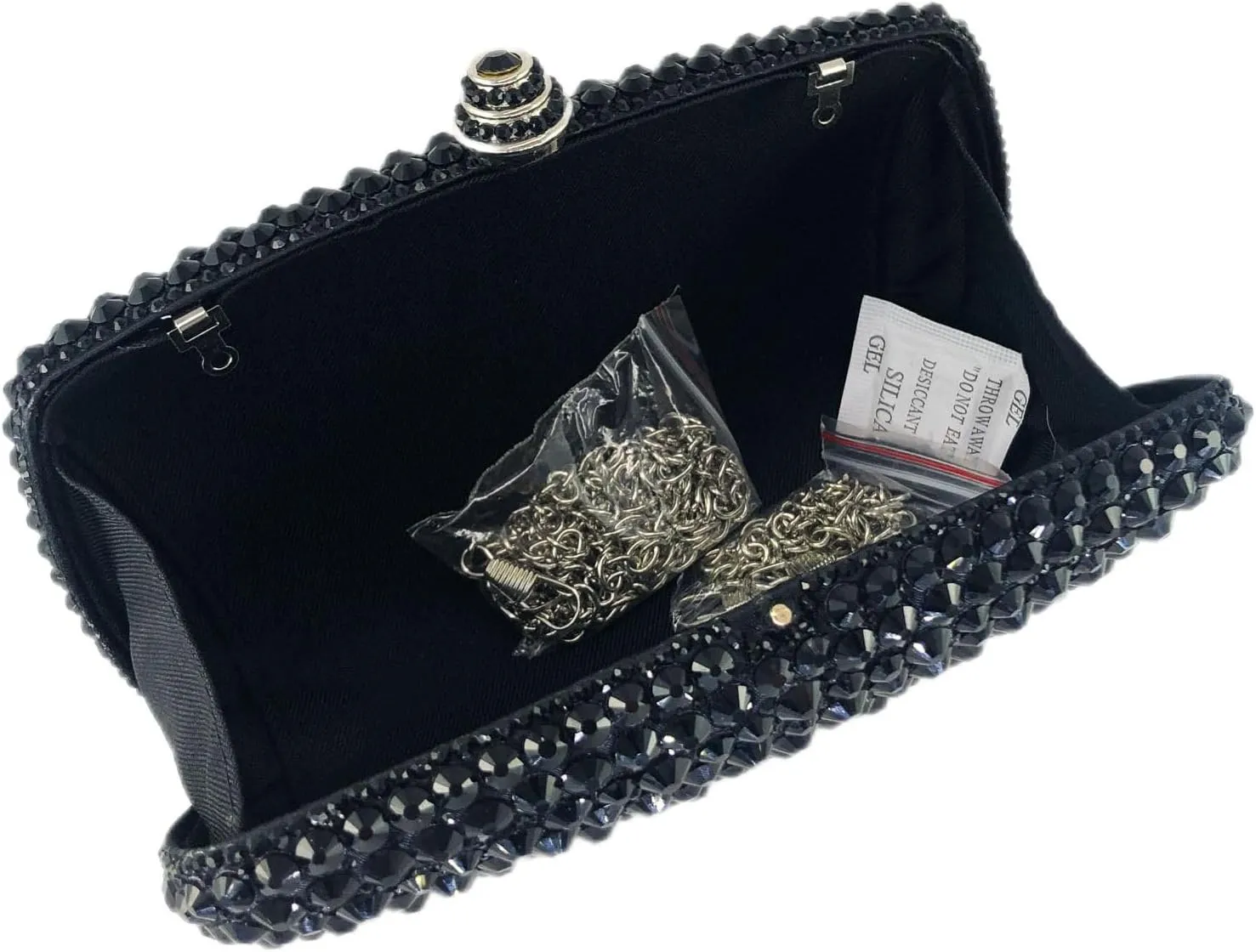 Boutique De FGG Crystal Clutch Purse with Spikes Women Evening Bags Party Rhinestone Clutch Bag Wedding Prom Handbags,Mini