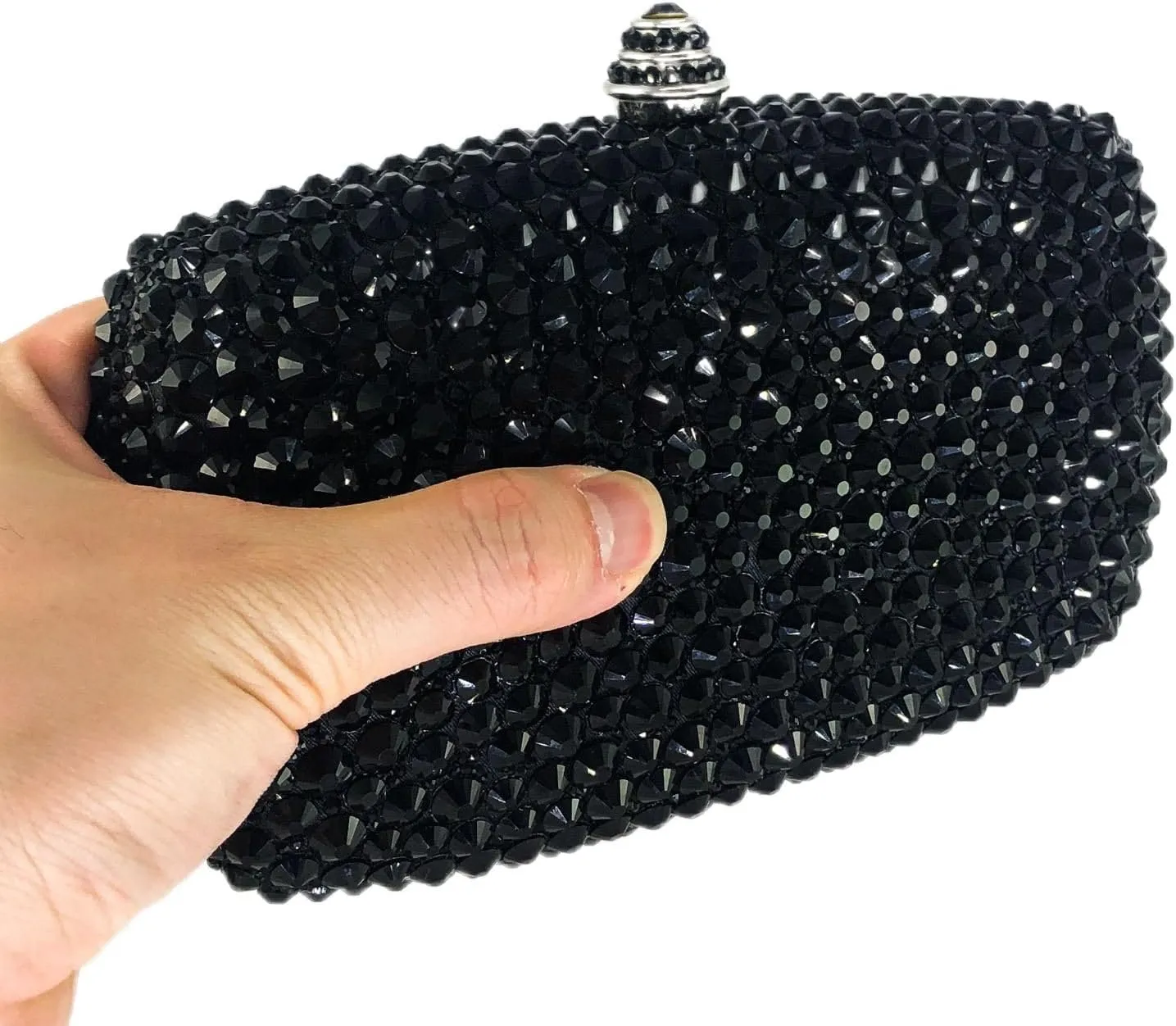 Boutique De FGG Crystal Clutch Purse with Spikes Women Evening Bags Party Rhinestone Clutch Bag Wedding Prom Handbags,Mini