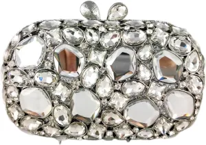 Boutique De FGG Crystal Clutch Purses for Women Formal Clutch Gemstone Prom Purse Wedding Party Rhinestone Evening Bag,Mini