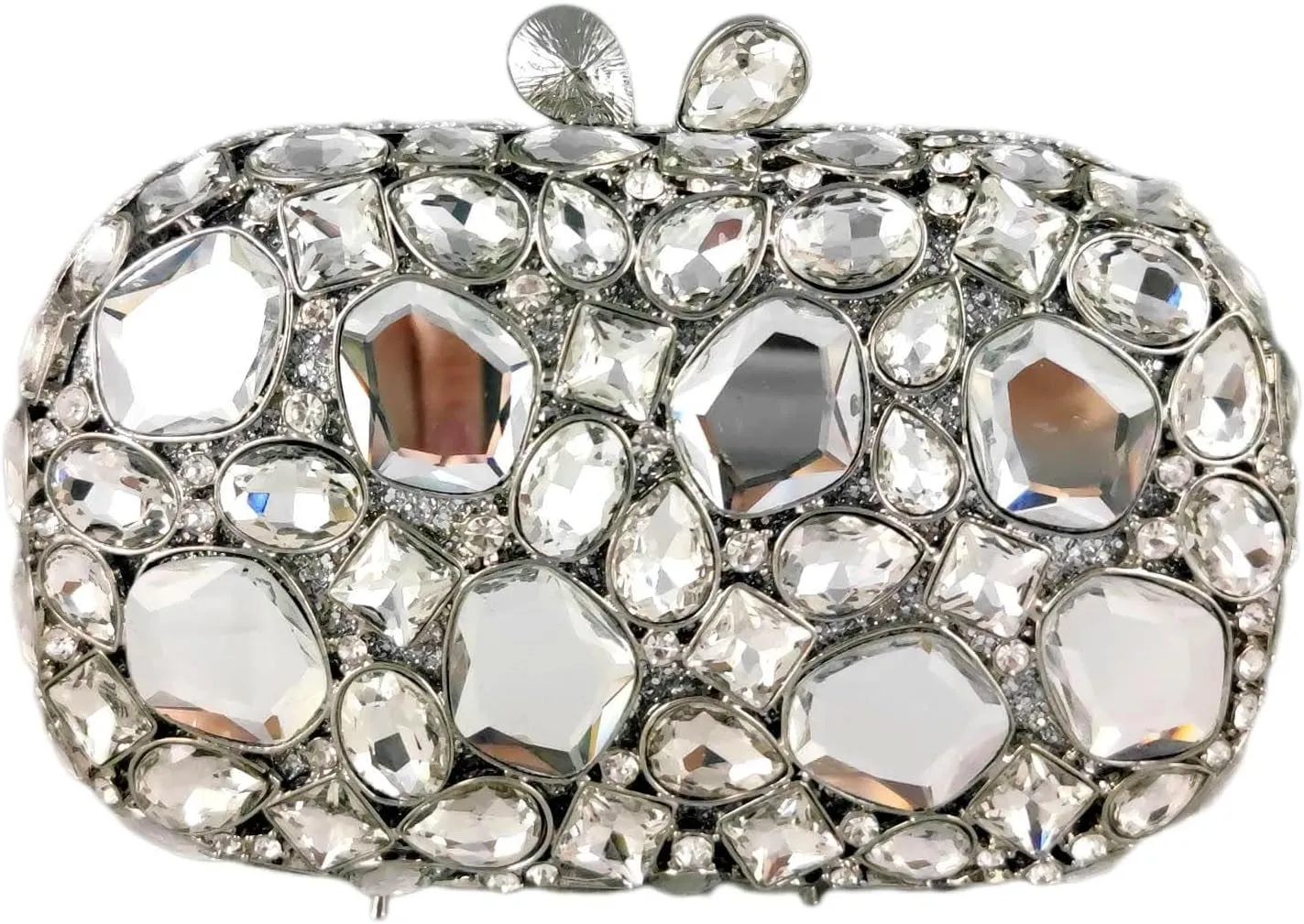 Boutique De FGG Crystal Clutch Purses for Women Formal Clutch Gemstone Prom Purse Wedding Party Rhinestone Evening Bag,Mini