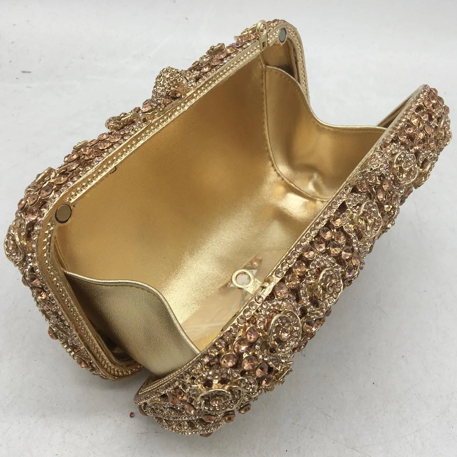 Boutique De FGG Dazzling Crystal Flower Clutch for Women Evening Minaudiere Bags Wedding Party Purses and Handbags