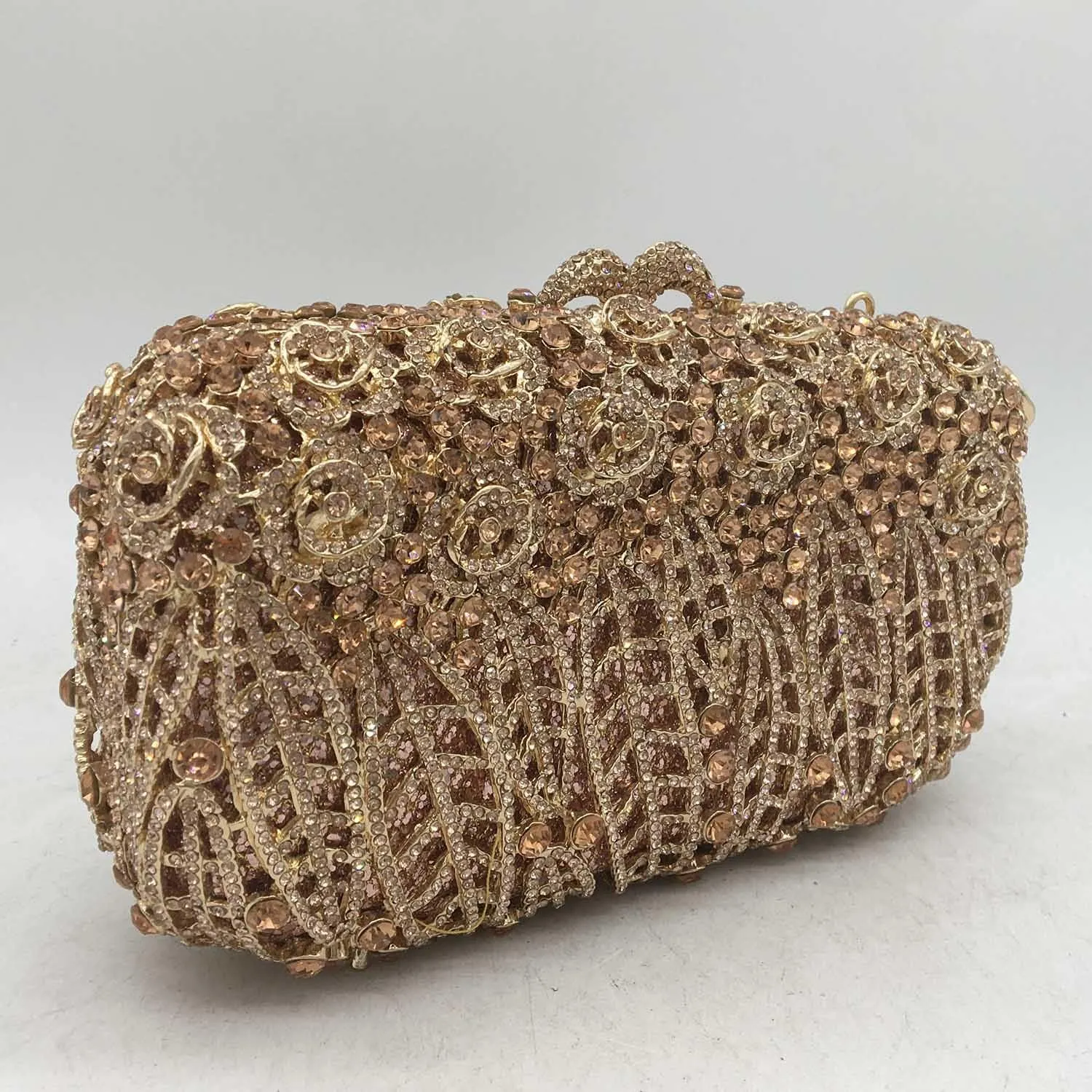 Boutique De FGG Dazzling Crystal Flower Clutch for Women Evening Minaudiere Bags Wedding Party Purses and Handbags