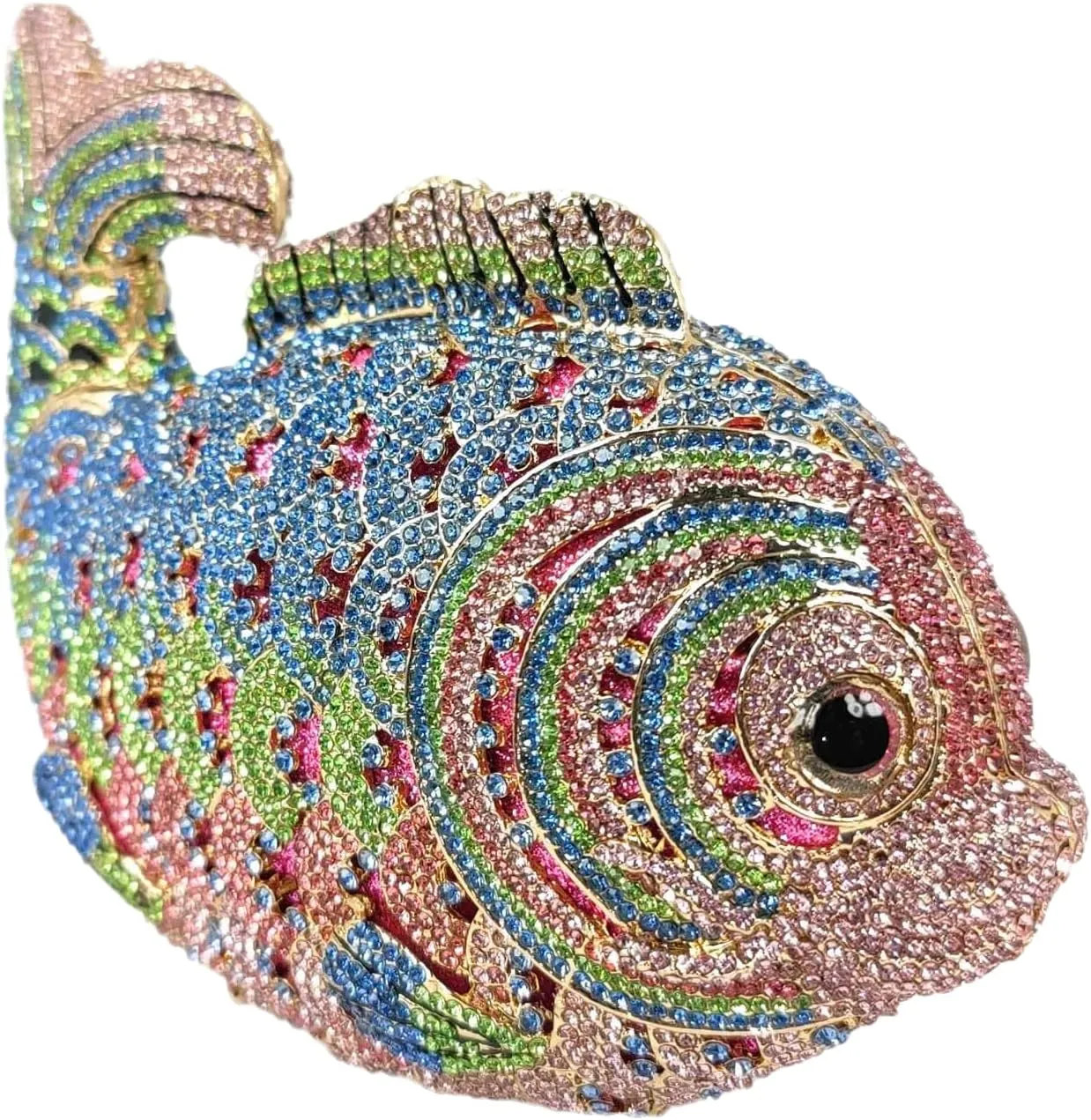 Boutique De FGG Fish Rhinestone Clutch Purses for Women Formal Evening Bags Prom Purse Wedding Party Crystal Clutch Bag,Mini