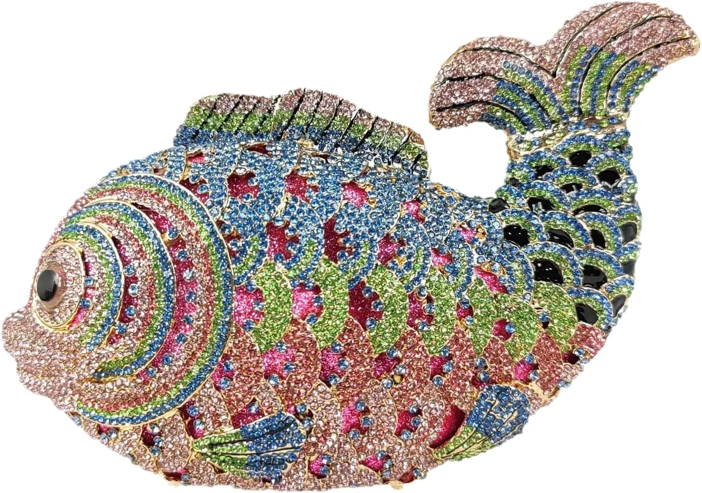 Boutique De FGG Fish Rhinestone Clutch Purses for Women Formal Evening Bags Prom Purse Wedding Party Crystal Clutch Bag,Mini