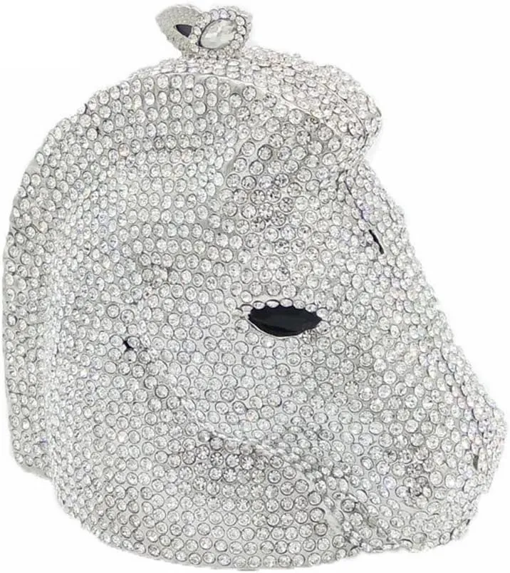 Boutique De FGG Horse Head Crystal Clutch Bags Women Animal Rhinestone Evening Handbags Party Crystal Clutch Purses,Mini