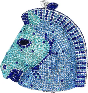 Boutique De FGG Horse Head Crystal Clutch Bags Women Animal Rhinestone Evening Handbags Party Crystal Clutch Purses,Mini