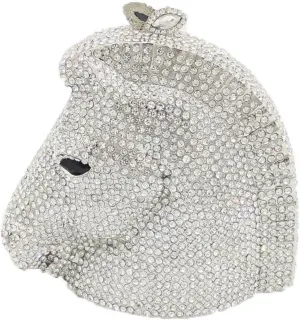 Boutique De FGG Horse Head Crystal Clutch Bags Women Animal Rhinestone Evening Handbags Party Crystal Clutch Purses,Mini