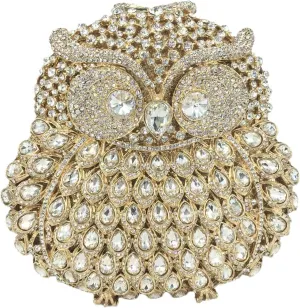 Boutique De FGG Owl Crystal Clutch Bag Animal Evening Handbags Women Formal Party Rhinestone Clutch Purse,Mini