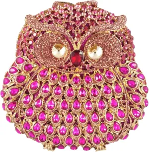 Boutique De FGG Owl Crystal Clutch Bag Animal Evening Handbags Women Formal Party Rhinestone Clutch Purse,Mini