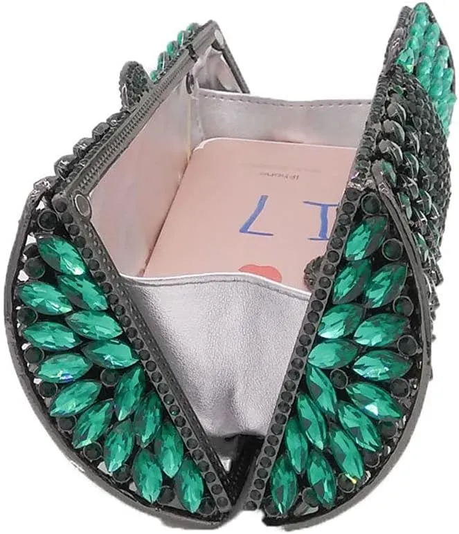 Boutique De FGG Sparkly Crystal Clutch Purse for Women Evening Bags with Spikes Wedding Party Rhinestone Clutch Handbag,Mini