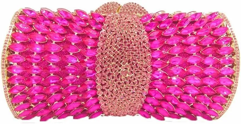 Boutique De FGG Sparkly Crystal Clutch Purse for Women Evening Bags with Spikes Wedding Party Rhinestone Clutch Handbag,Mini