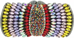 Boutique De FGG Sparkly Crystal Clutch Purse for Women Evening Bags with Spikes Wedding Party Rhinestone Clutch Handbag,Mini