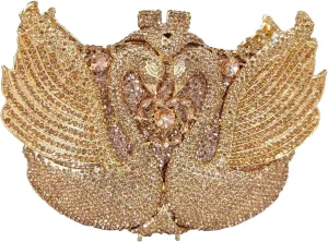 Boutique De FGG Swan Crystal Clutch for Women Evening Handbags Wedding Party Rhinestone Clutch Purse Animal Minaudiere,Mini