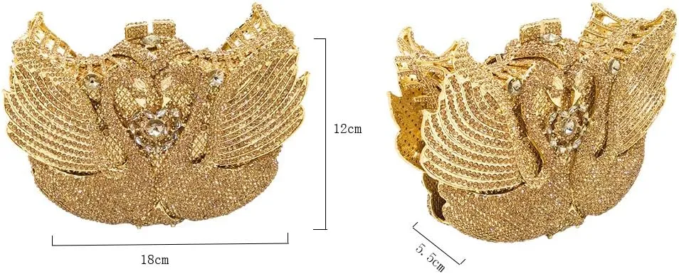Boutique De FGG Swan Crystal Clutch for Women Evening Handbags Wedding Party Rhinestone Clutch Purse Animal Minaudiere,Mini