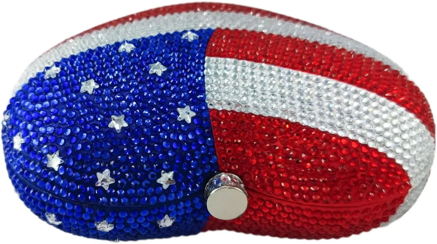 Boutique De FGG The American National Flag Crystal Clutch Purse for Women Evening Bags Party Chain Shoulder Handbags,Mini