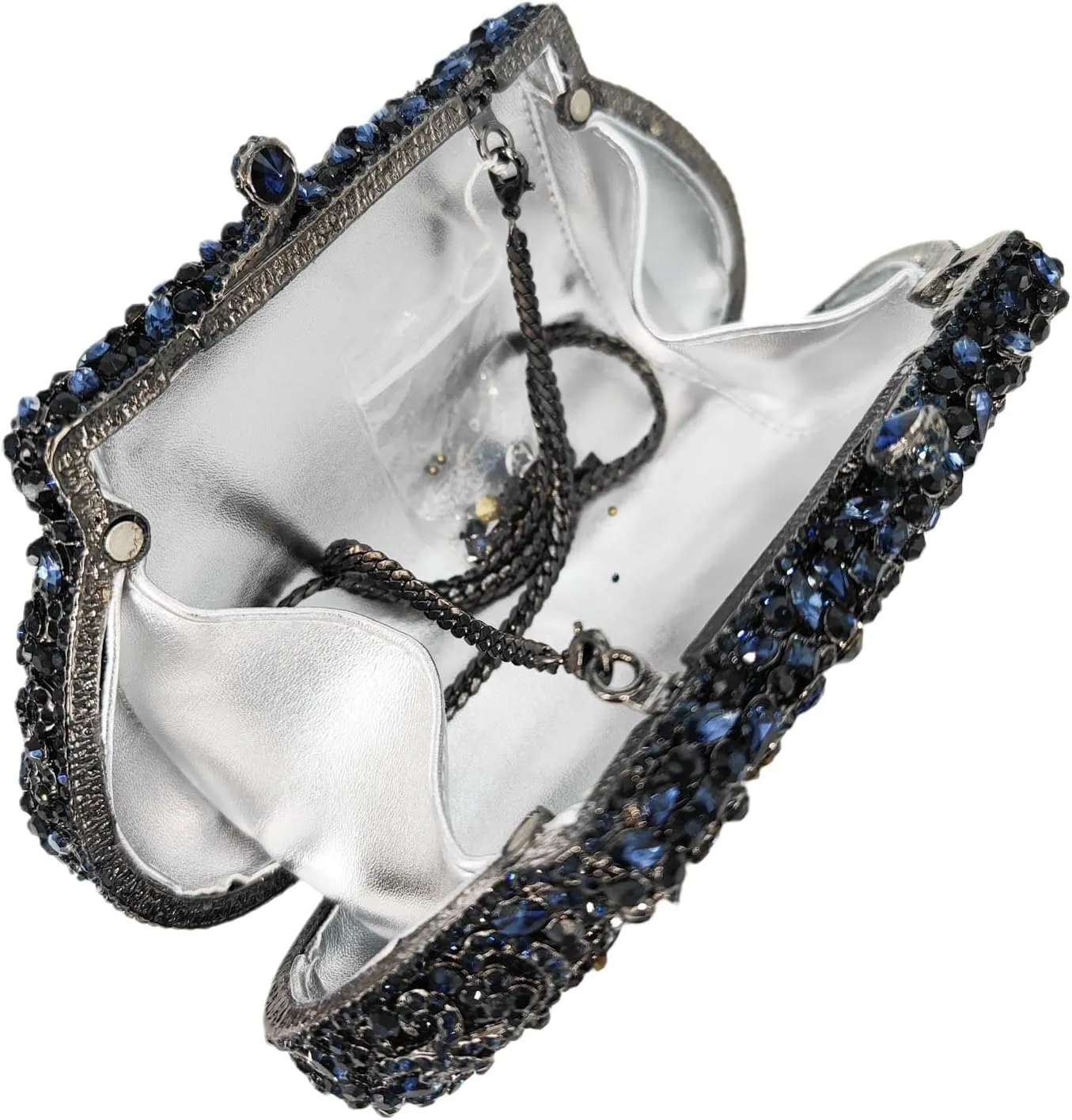 Boutique De FGG Women Crown Minaudiere Handbags Formal Evening Bags Flower Crystal Clutch Purses Wedding Clutch Bag,Mini
