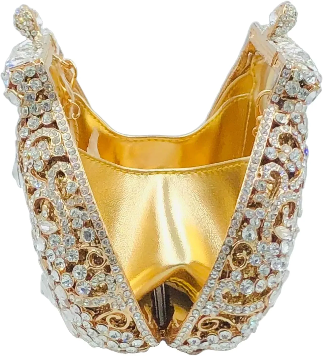 Boutique De FGG Women Crown Minaudiere Handbags Formal Evening Bags Flower Crystal Clutch Purses Wedding Clutch Bag,Mini