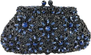 Boutique De FGG Women Crown Minaudiere Handbags Formal Evening Bags Flower Crystal Clutch Purses Wedding Clutch Bag,Mini