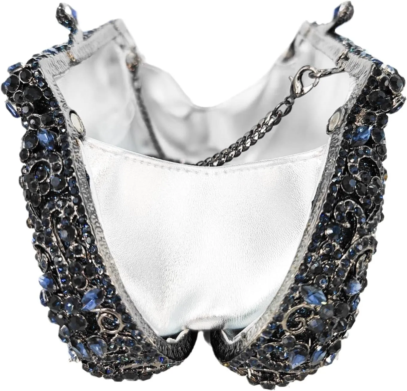 Boutique De FGG Women Crown Minaudiere Handbags Formal Evening Bags Flower Crystal Clutch Purses Wedding Clutch Bag,Mini
