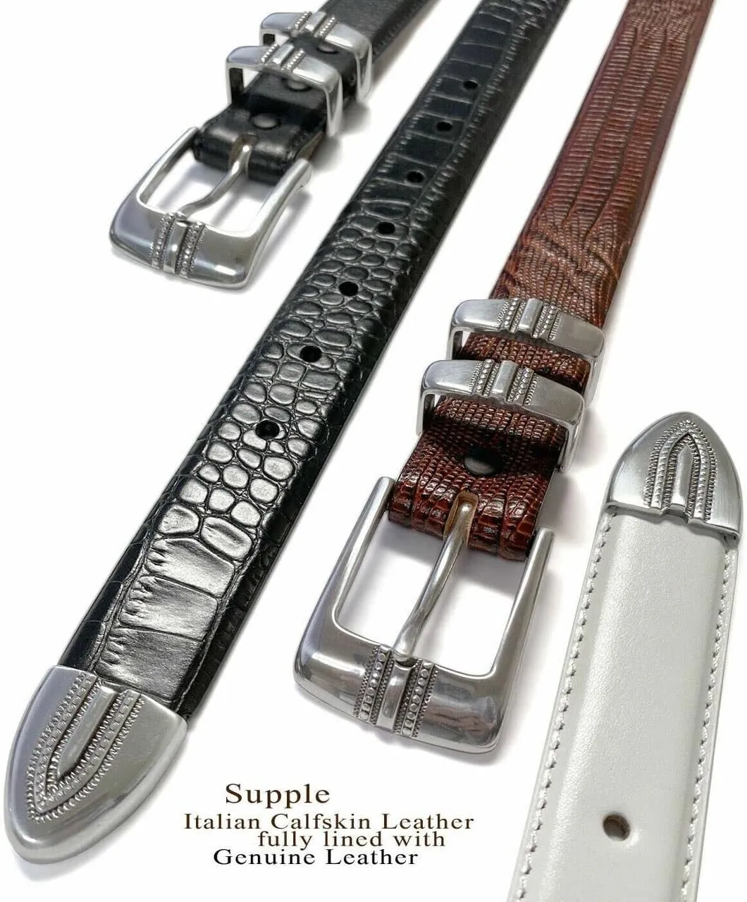 BS8216 Genuine Full-Grain Cowhide Leather Designer Golf Dress Belt 1-1/8"(30mm) Wide