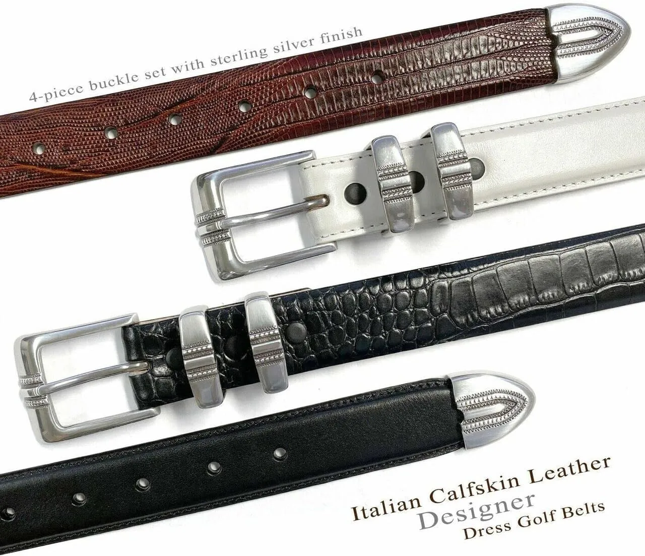 BS8216 Genuine Full-Grain Cowhide Leather Designer Golf Dress Belt 1-1/8"(30mm) Wide