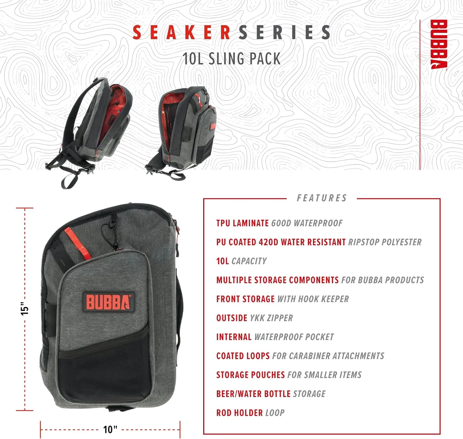 BUBBA Seaker Series Premium Dry Travel Bag with Extreme Weather-Resistant Materials and 10L of Capacity Perfect for Any Angler