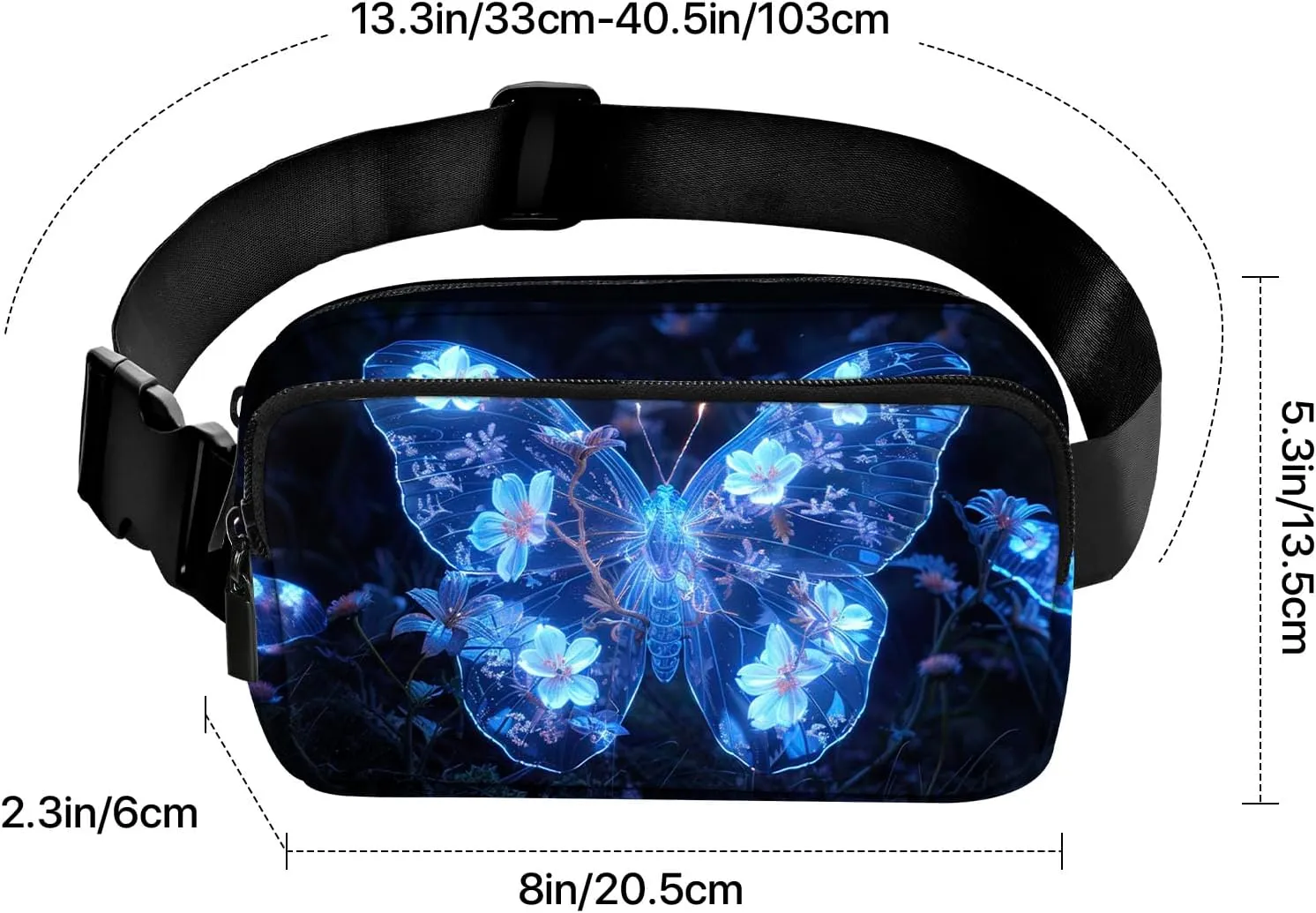 Butterfly Fanny Pack for Women Belt Bag Casual Waist Bags for Running Workout Hiking Traveling