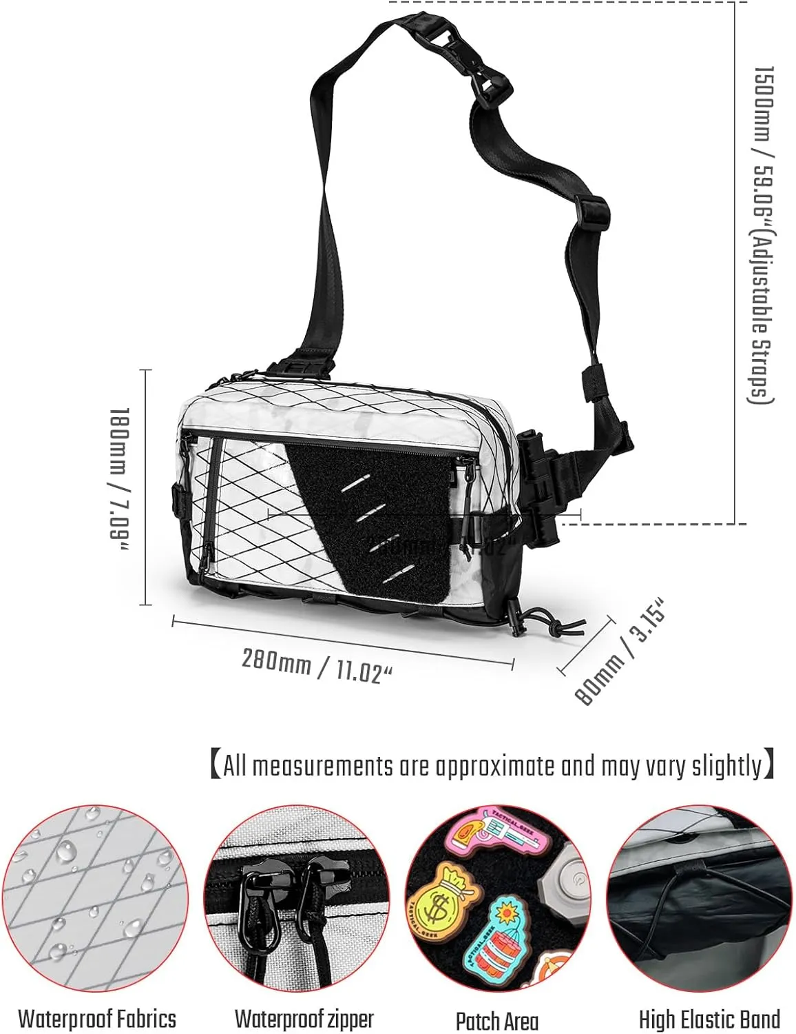 Cache L6 EDC Modular Sling Bag, Lightweight Crossbody Shoulder Bag, Travel Chest Bag, One Strap Backpack for Daily Carry, Casual Travel and Outdoor Sports （X-PAC Multicam Alpine）