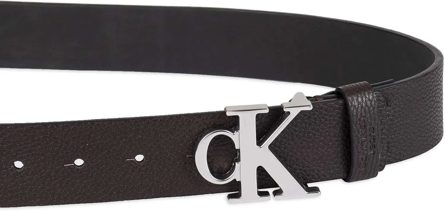 Calvin Klein Men's Casual CK Monogram Cut Out Buckle Belt