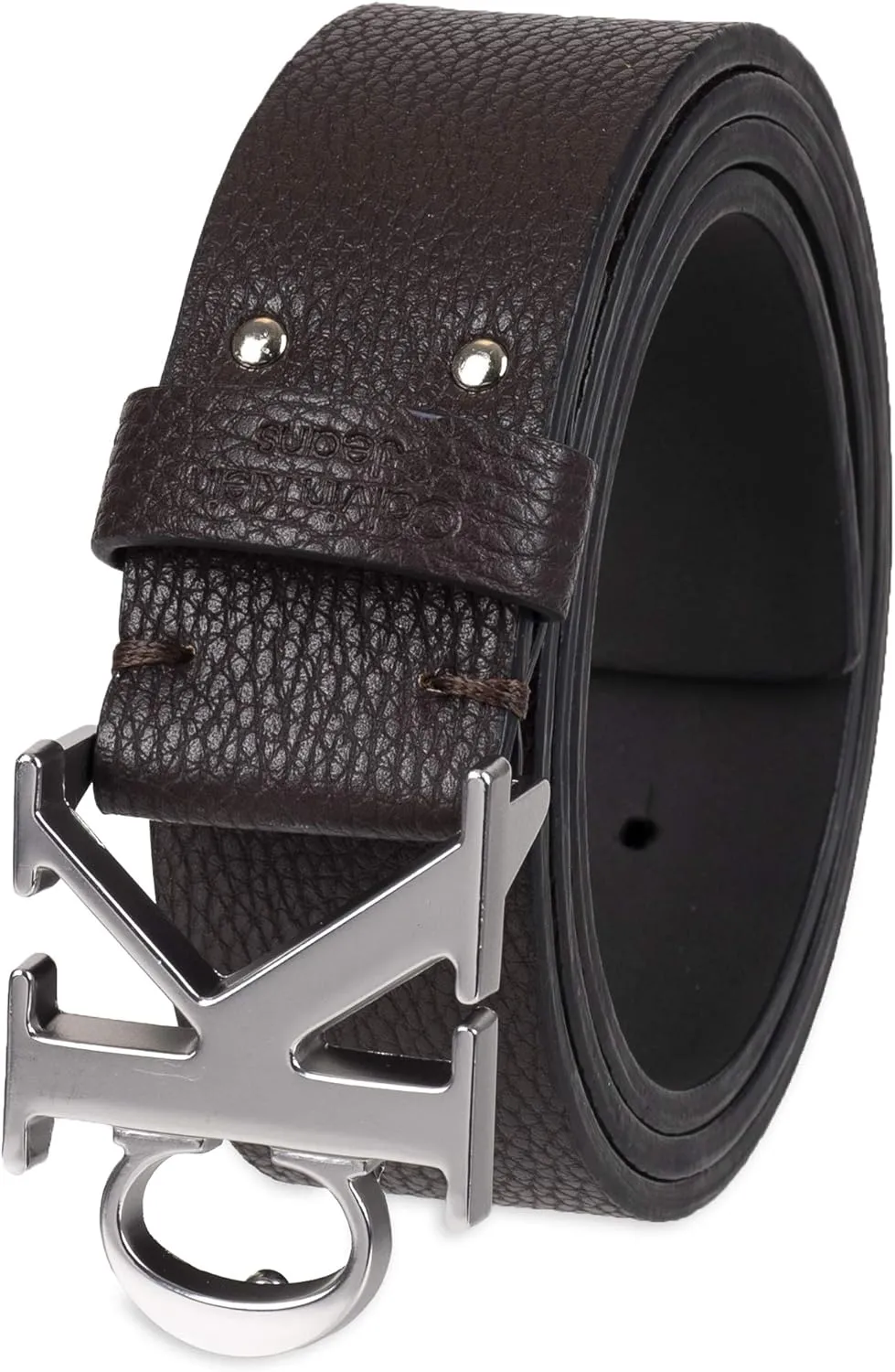 Calvin Klein Men's Casual CK Monogram Cut Out Buckle Belt