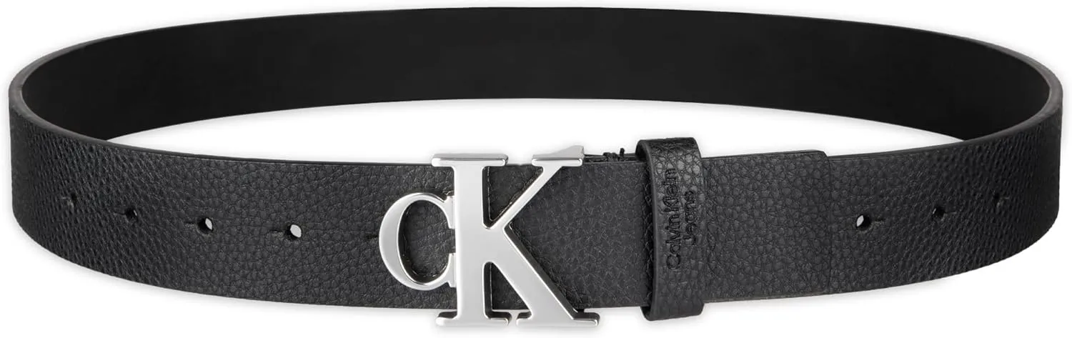 Calvin Klein Men's Casual CK Monogram Cut Out Buckle Belt