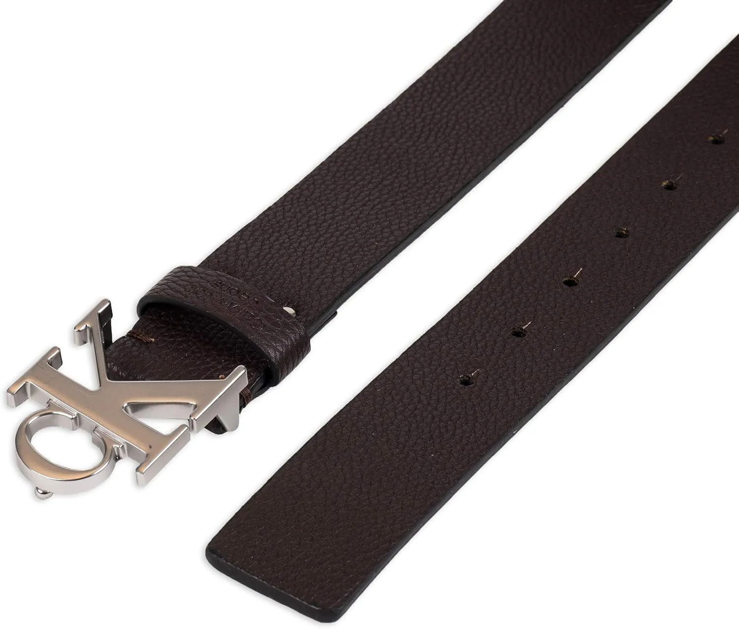 Calvin Klein Men's Casual CK Monogram Cut Out Buckle Belt
