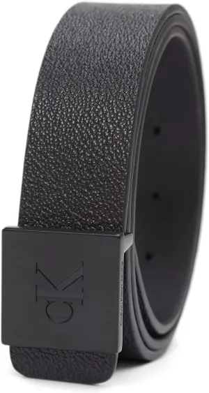 Calvin Klein Men's Casual Statement Plaque Buckle Belt with Logo Treatment