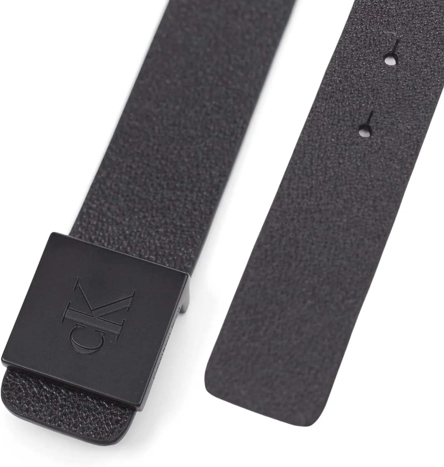 Calvin Klein Men's Casual Statement Plaque Buckle Belt with Logo Treatment