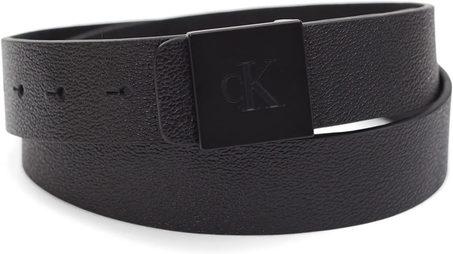 Calvin Klein Men's Casual Statement Plaque Buckle Belt with Logo Treatment
