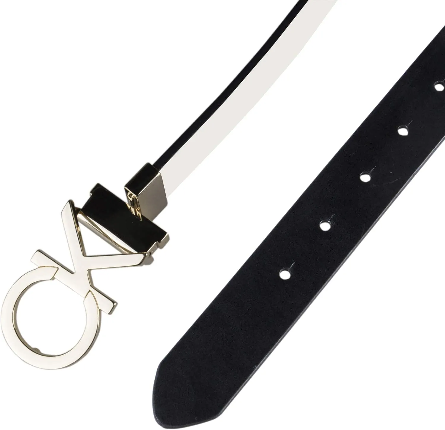 Calvin Klein Women's Two-in-One Reversible CK Monogram Plaque Buckle Dress Belt (Regular and Plus Sizes)