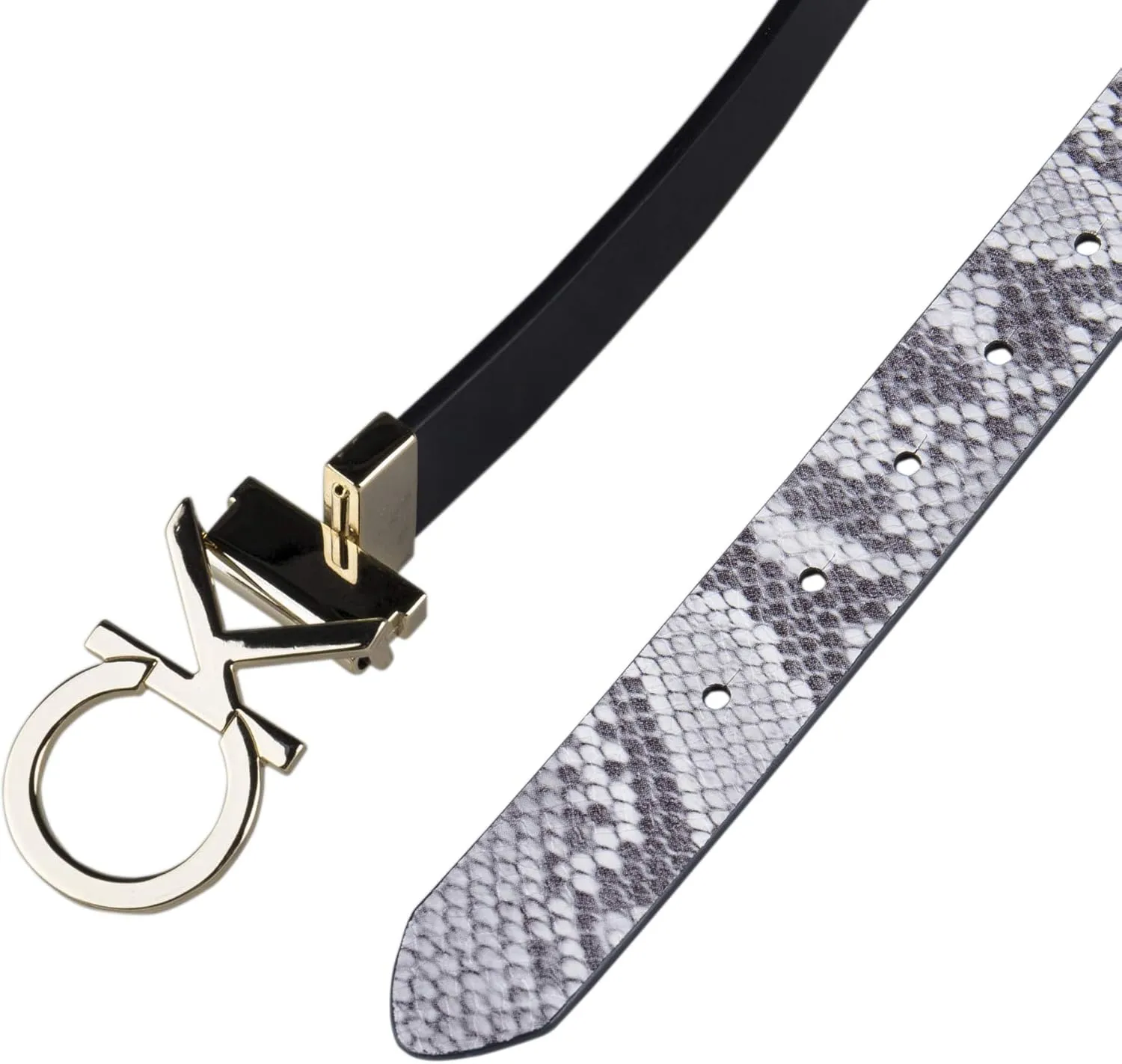 Calvin Klein Women's Two-in-One Reversible CK Monogram Plaque Buckle Dress Belt (Regular and Plus Sizes)