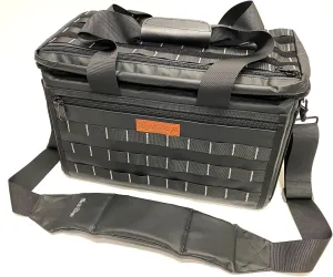 Camera Bag for Photographers and Videographers. Solid and rigid walls, spacious and perfect for cinema, still, and video equipment. Molle webbing and hook and loop to attach other pouches.