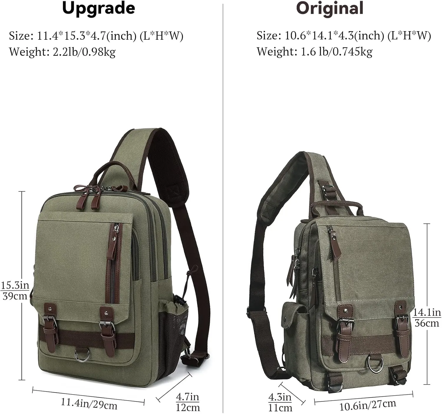 Canvas Cross Body Messenger Bag Shoulder Sling Backpack Travel Rucksack
