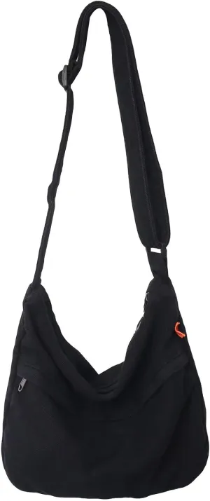 Canvas Crossbody Hobo Bag for Women, Casual Shoulder Messenger Bag with Adjustable Straps