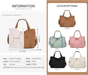 Canvas Crossbody Tote Bag for Women Laptop Work Handbag Shoulder Messenger Bag Travel Cute Aesthetic Tote Bag Purse