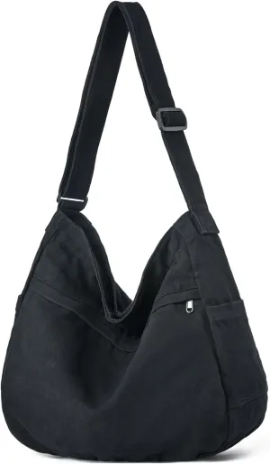 Canvas Hobo Crossbody Shoulder Tote Bag for Women and Men Large Purse Messenger Bag Travel Work Shopping