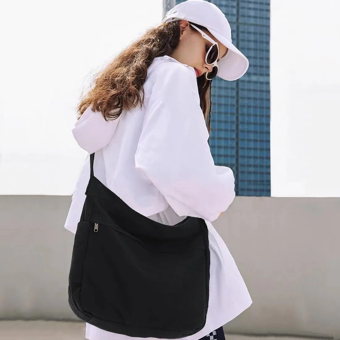 Canvas Hobo Crossbody Shoulder Tote Bag for Women and Men Large Purse Messenger Bag Travel Work Shopping